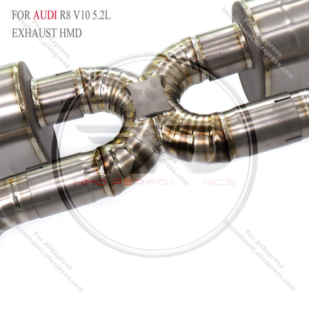 Audi R8 V10 5.2L catback Titanium Valved X pipe Sport Exhaust System  2.75in