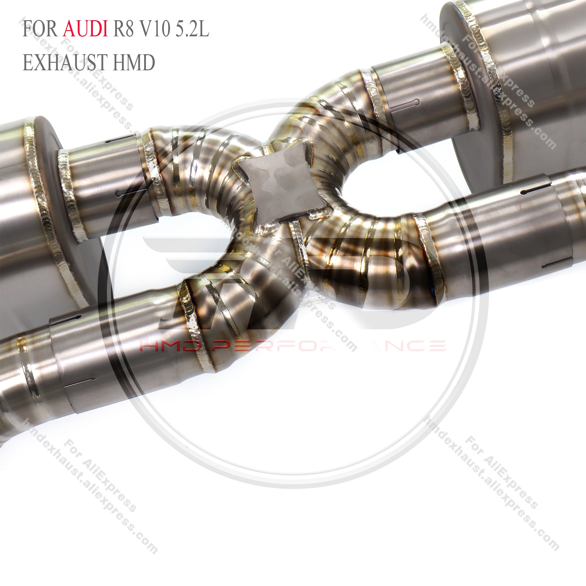 Audi R8 V10 5.2L catback Titanium Valved X pipe Sport Exhaust System  2.75in