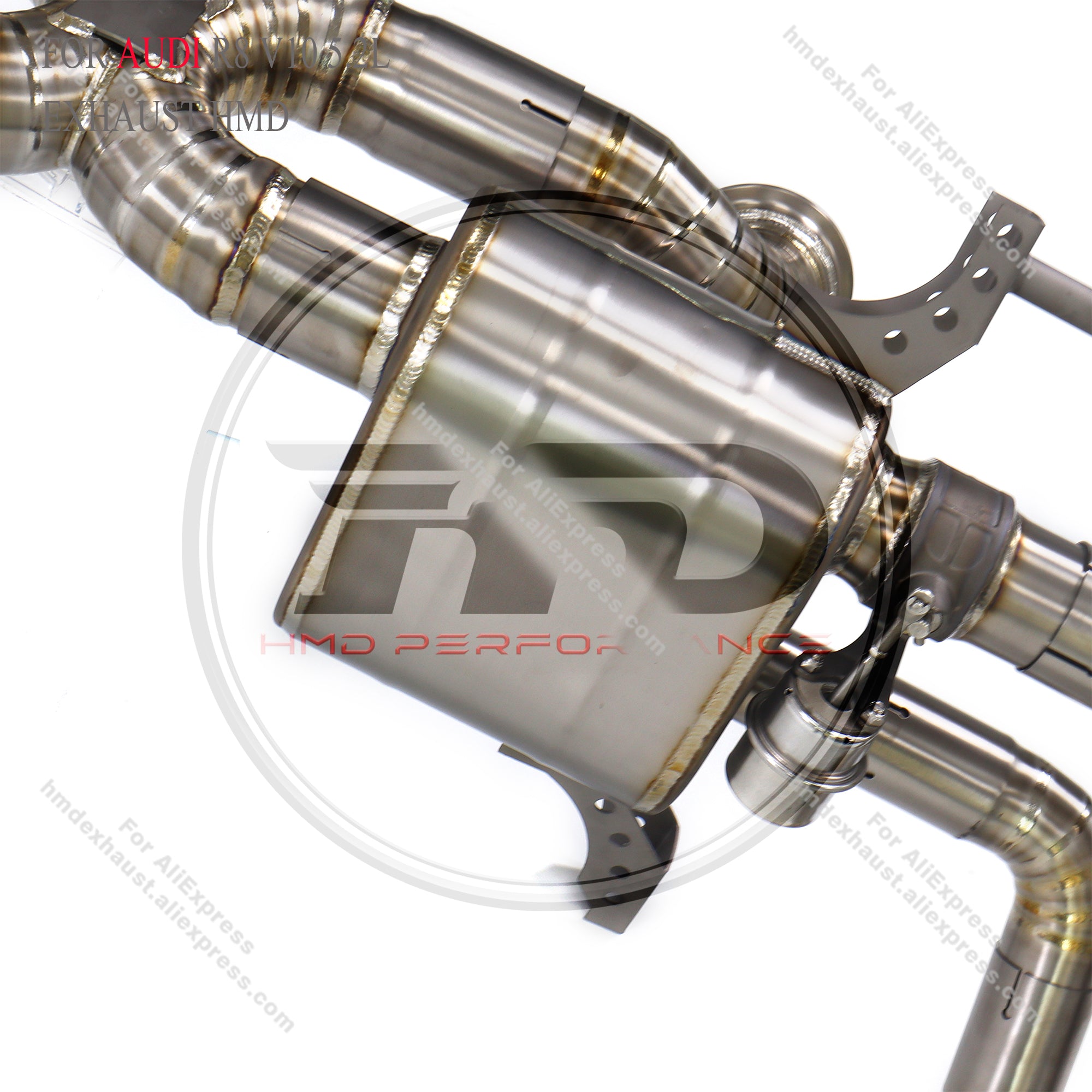 Audi R8 V10 5.2L catback Titanium Valved X pipe Sport Exhaust System  2.75in