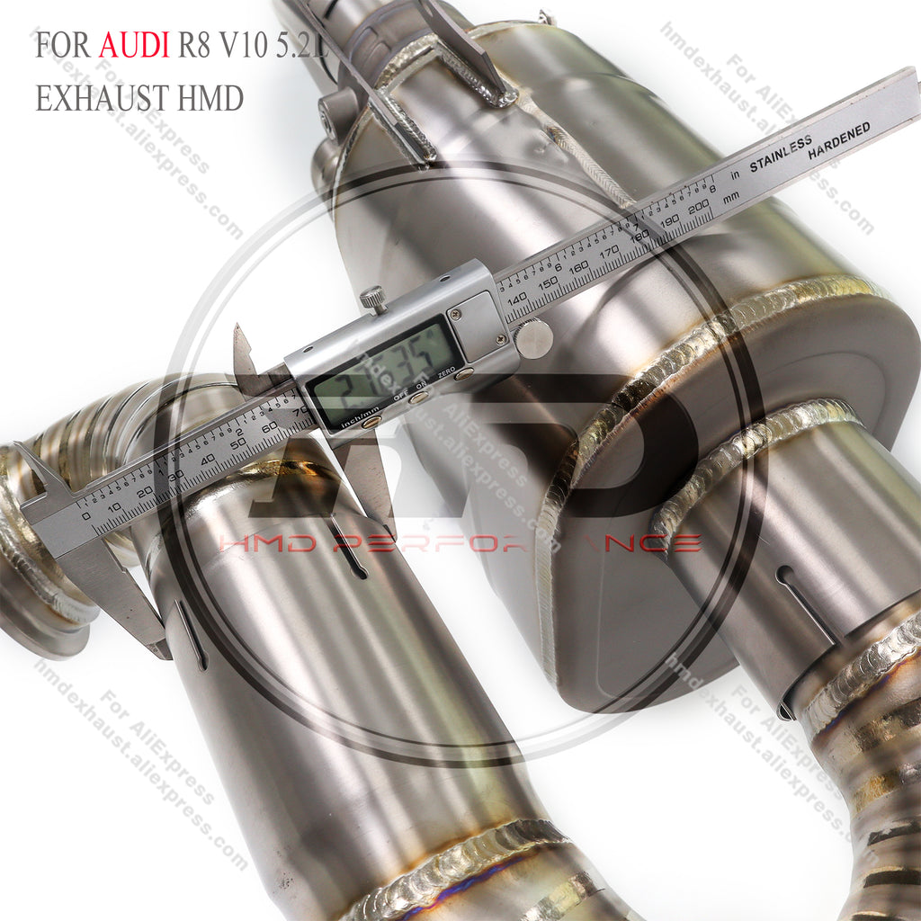 Audi R8 V10 5.2L catback Titanium Valved X pipe Sport Exhaust System  2.75in
