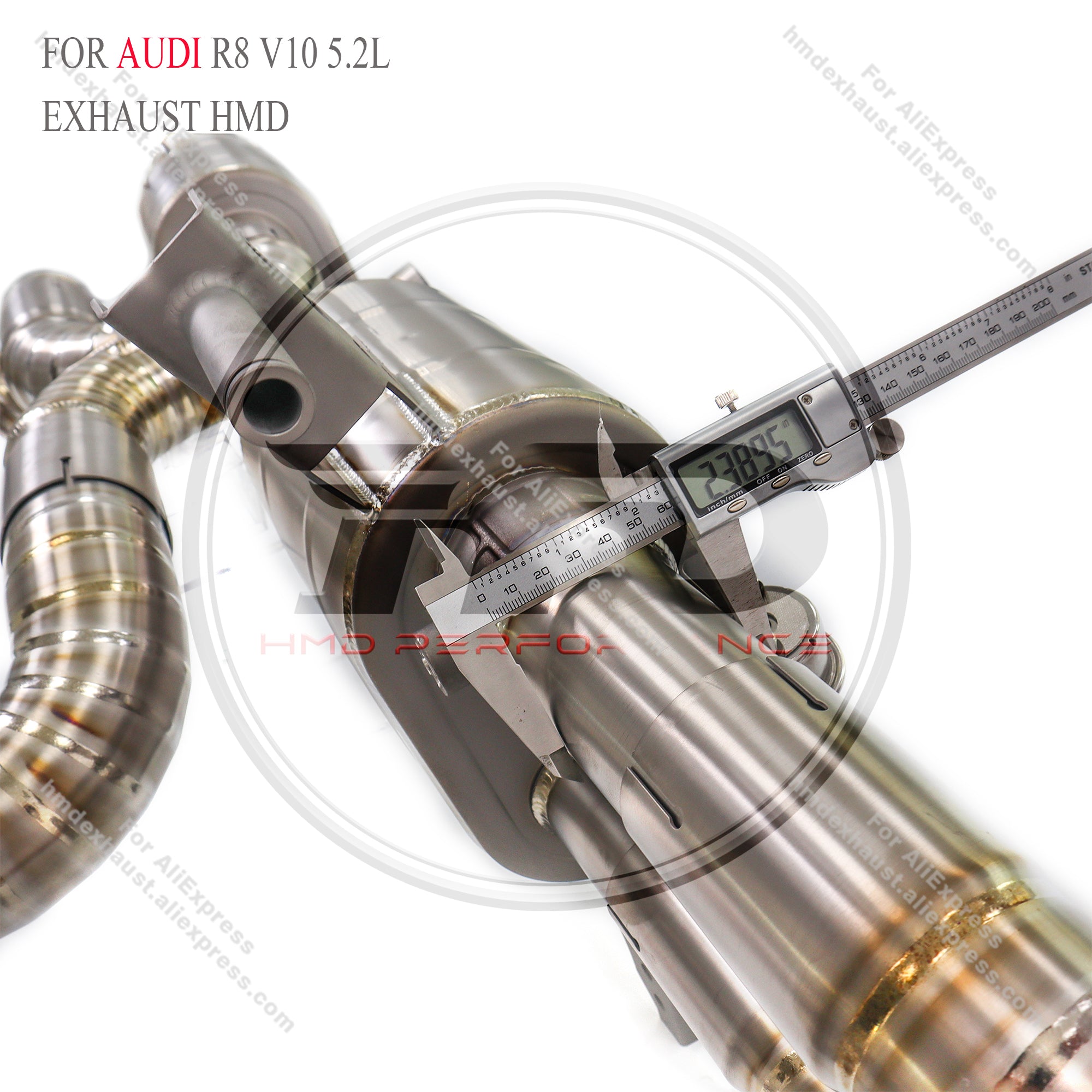 Audi R8 V10 5.2L catback Titanium Valved X pipe Sport Exhaust System  2.75in