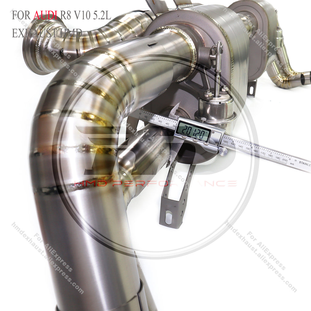 Audi R8 V10 5.2L catback Titanium Valved X pipe Sport Exhaust System  2.75in