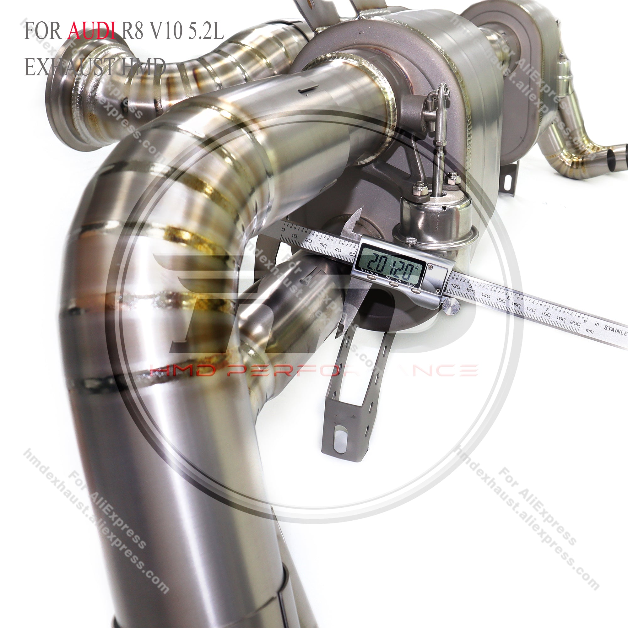 Audi R8 V10 5.2L catback Titanium Valved X pipe Sport Exhaust System  2.75in