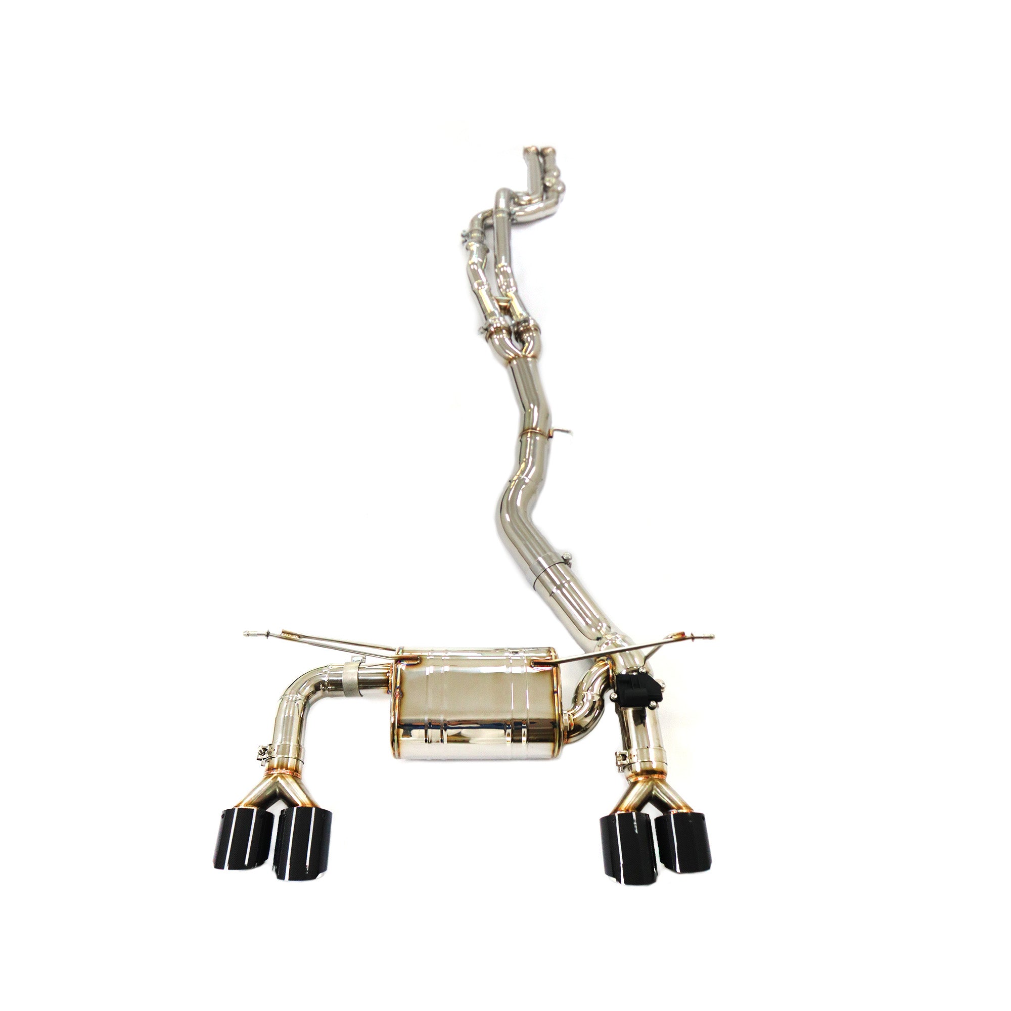 Stainless Steel Mid‑Rear Exhaust System With Twist Pipe Single Electronic Valve For BMW M3 F80 / M4 F82