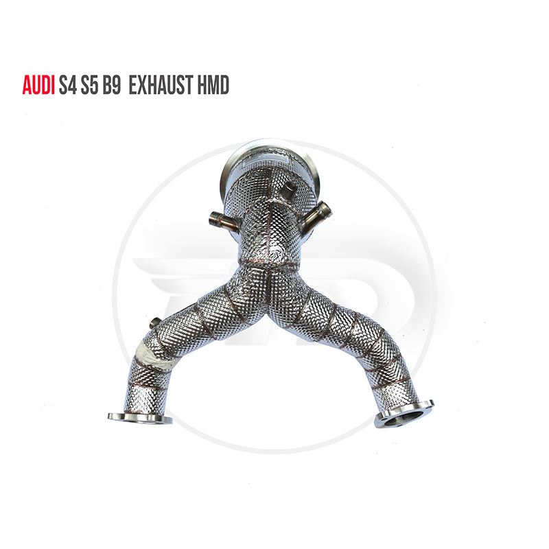 For Audi S4 S5 B9 3.0T Exhaust Downpipe stainless steel Downpipe with catalytic converter