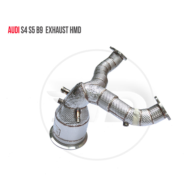 For Audi S4 S5 B9 3.0T Exhaust Downpipe stainless steel Downpipe with catalytic converter