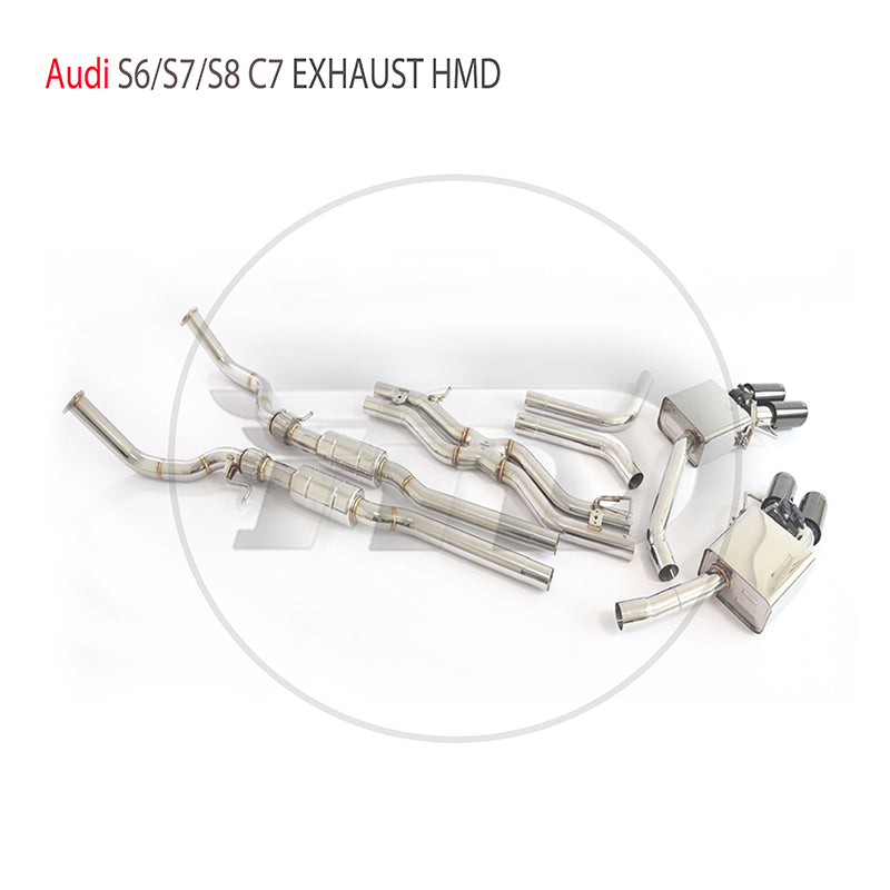 For Stainless Steel Exhaust System Performance Catback for Audi S6 S7 S8 C7 Auto Replacement Modification Electronic Valve