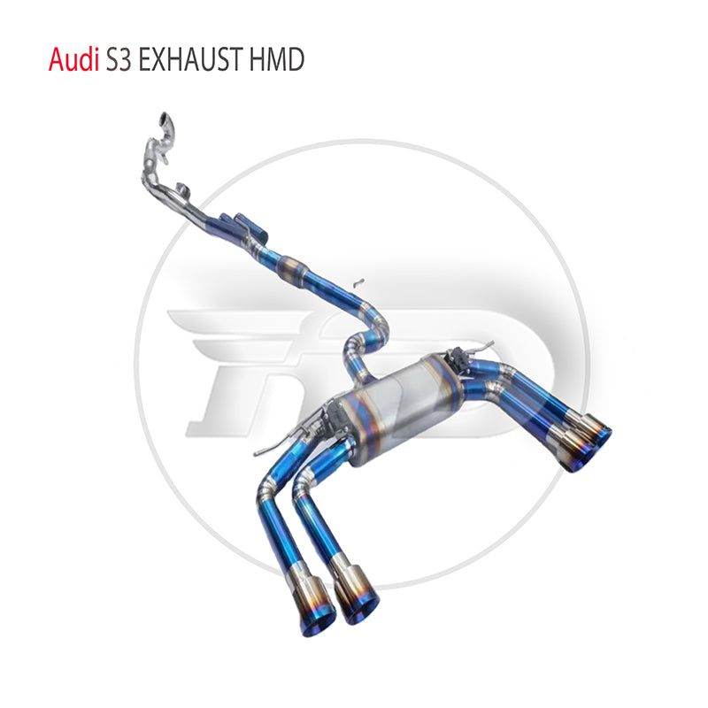 For Titanium Alloy Exhaust System Performance Catback is Suitable For Audi S3 Auto Modify Electronic Valve High Flow Downpipe