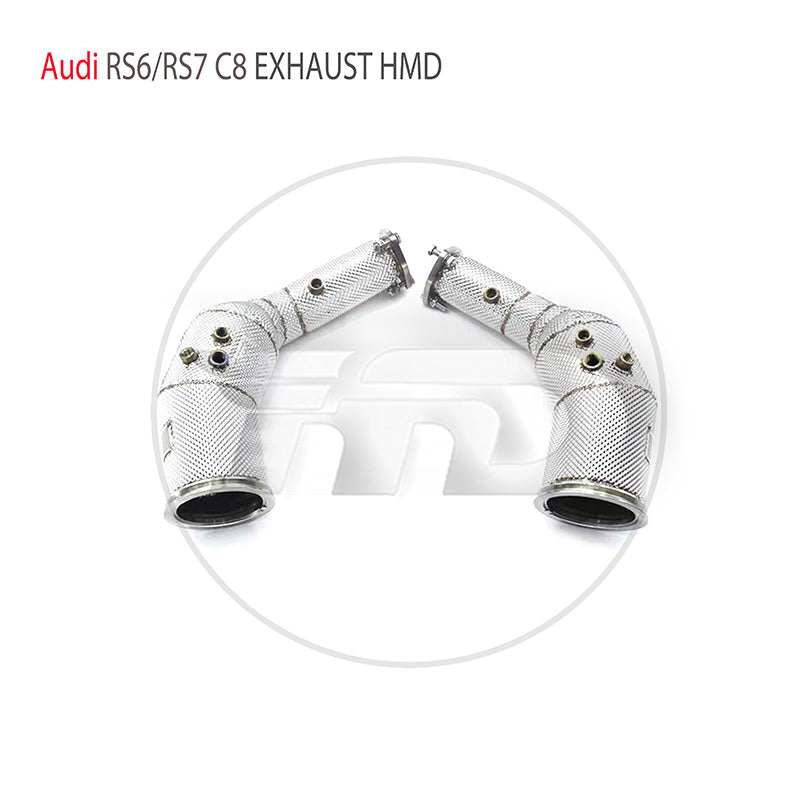 For Exhaust System High Flow Performance Downpipe for Audi RS6 RS7 C8 4.0T A8 S8 D5 2019+ With Catalytic Converter Header