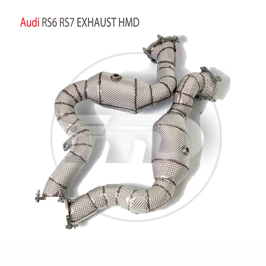 For Exhaust Manifold High Flow Downpipe for Audi RS6 RS7 C7 4.0T Car Accessories With Catalytic Header Without Cat Catless Pipe