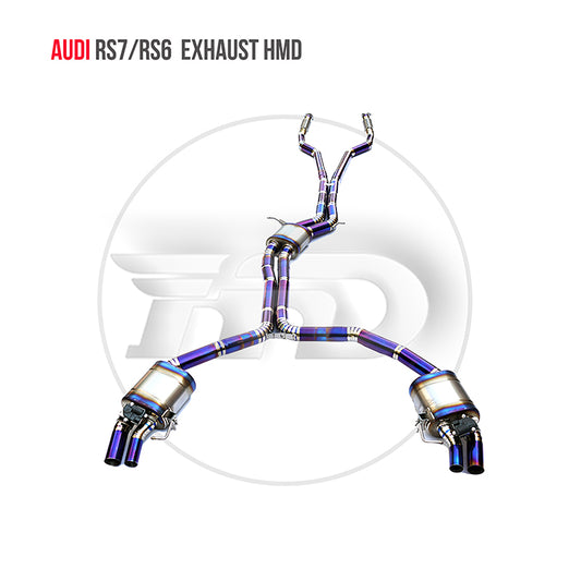 For Titanium Alloy Exhaust System Performance Catback for Audi RS6 RS7 C7 C8 Auto Modification Electronic Valve Muffler