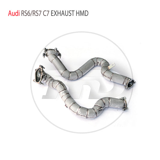 For Exhaust System High Flow Performance Downpipe for Audi RS6 RS7 C7 2013-2020 Without Catalytic Converter Header