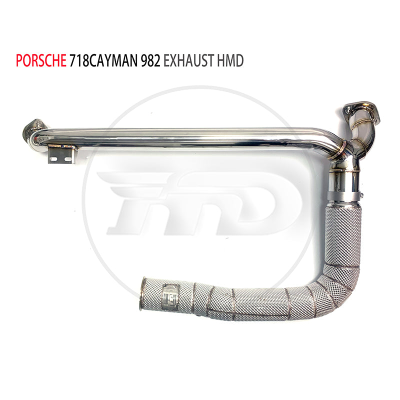 Car Accessories Exhaust System High Flow Performance Downpipe for Porsche 718 Cayman Boxster 982 With Catalytic Converter