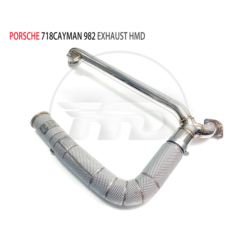 Car Accessories Exhaust System High Flow Performance Downpipe for Porsche 718 Cayman Boxster 982 With Catalytic Converter