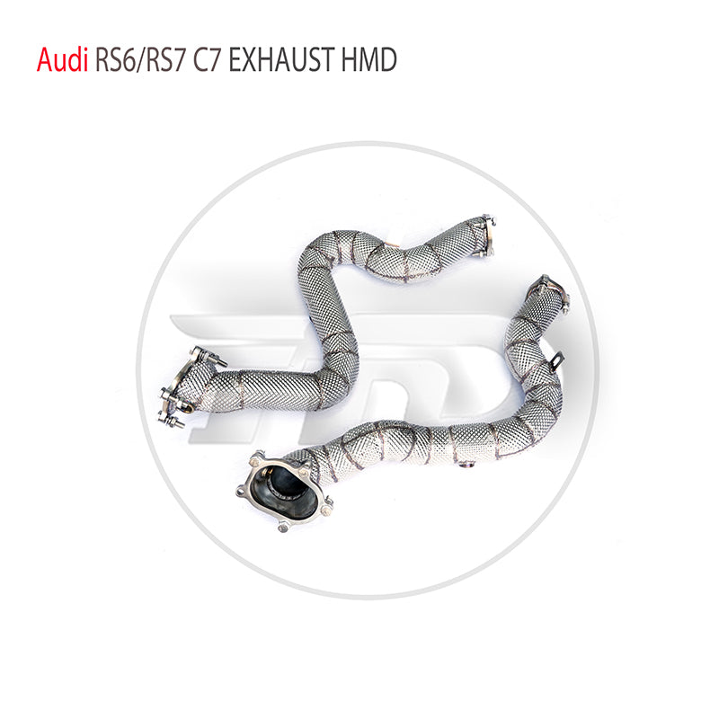 For Exhaust System High Flow Performance Downpipe for Audi RS6 RS7 C7 2013-2020 Without Catalytic Converter Header