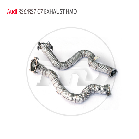 Exhaust System High Flow Performance Downpipe for Audi RS6 RS7 C7 2013-2020 Without Catalytic Converter Header