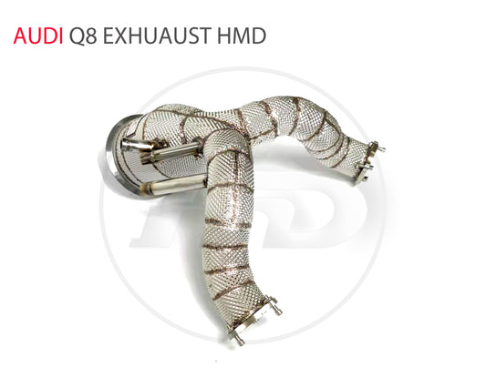 Exhaust Manifold High Flow Downpipe for Audi Q8 3.0T 2019-2023 OPF Version Car Accessories With Catalytic Catless Pipe