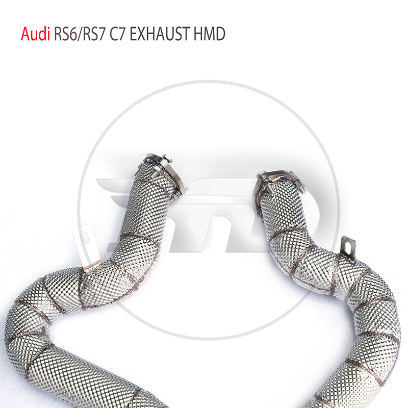 For Exhaust System High Flow Performance Downpipe for Audi RS6 RS7 C7 2013-2020 Without Catalytic Converter Header