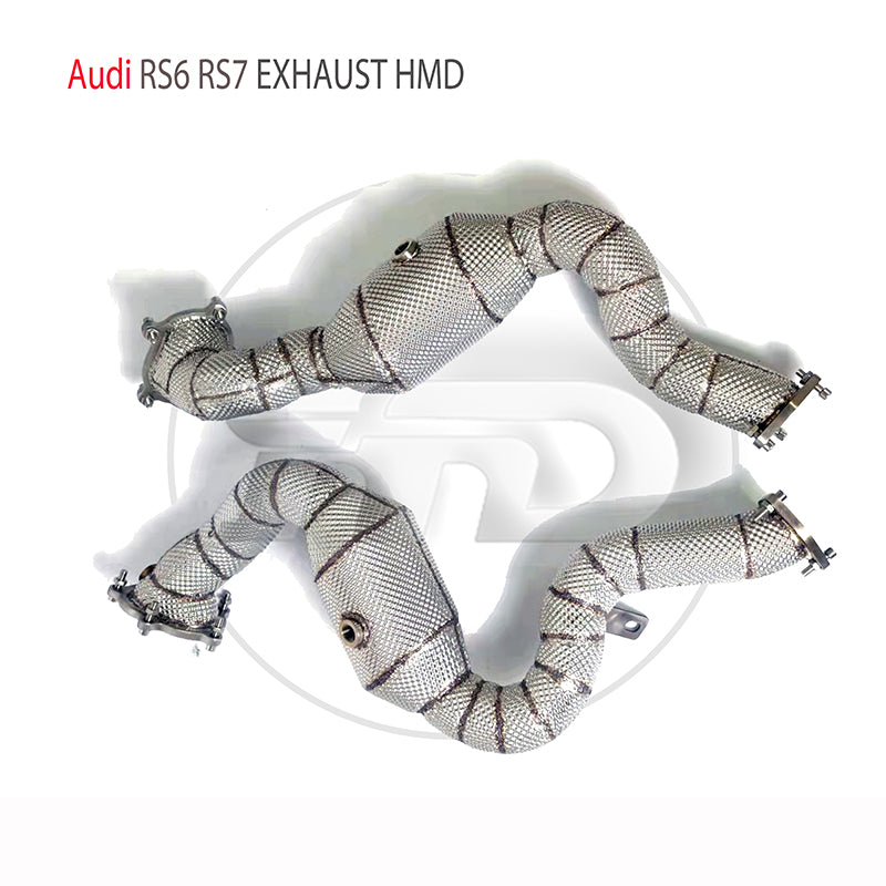 For Exhaust Manifold High Flow Downpipe for Audi RS6 RS7 C7 4.0T Car Accessories With Catalytic Header Without Cat Catless Pipe