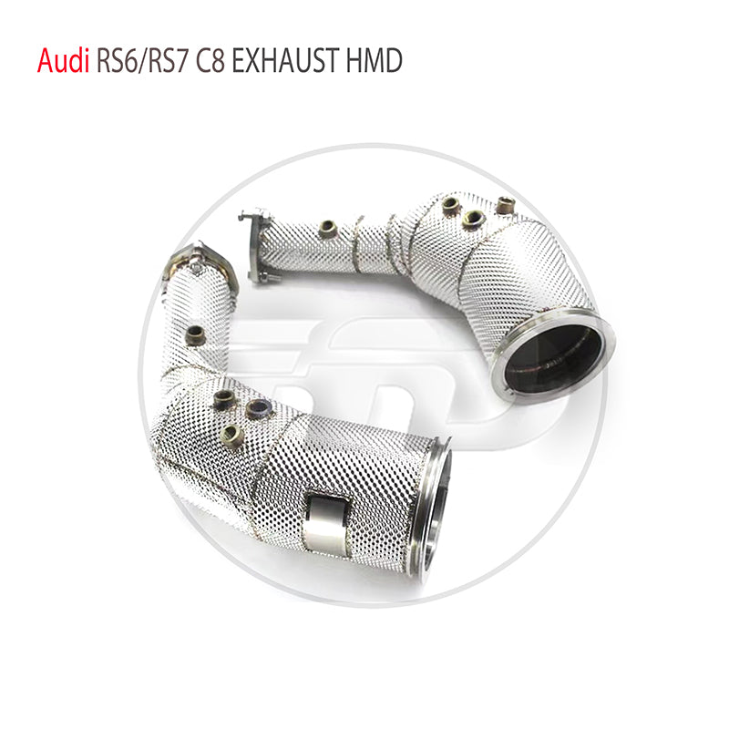 For Exhaust System High Flow Performance Downpipe for Audi RS6 RS7 C8 4.0T A8 S8 D5 2019+ With Catalytic Converter Header