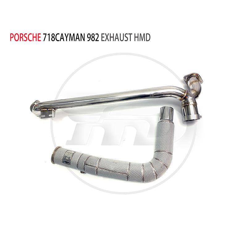 Car Accessories Exhaust System High Flow Performance Downpipe for Porsche 718 Cayman Boxster 982 With Catalytic Converter