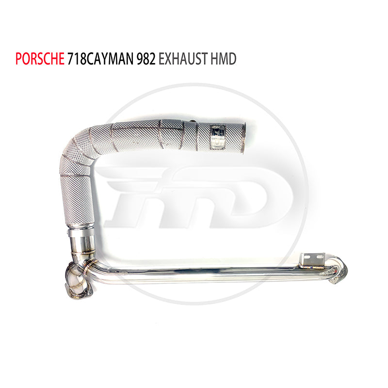 Car Accessories Exhaust System High Flow Performance Downpipe for Porsche 718 Cayman Boxster 982 With Catalytic Converter