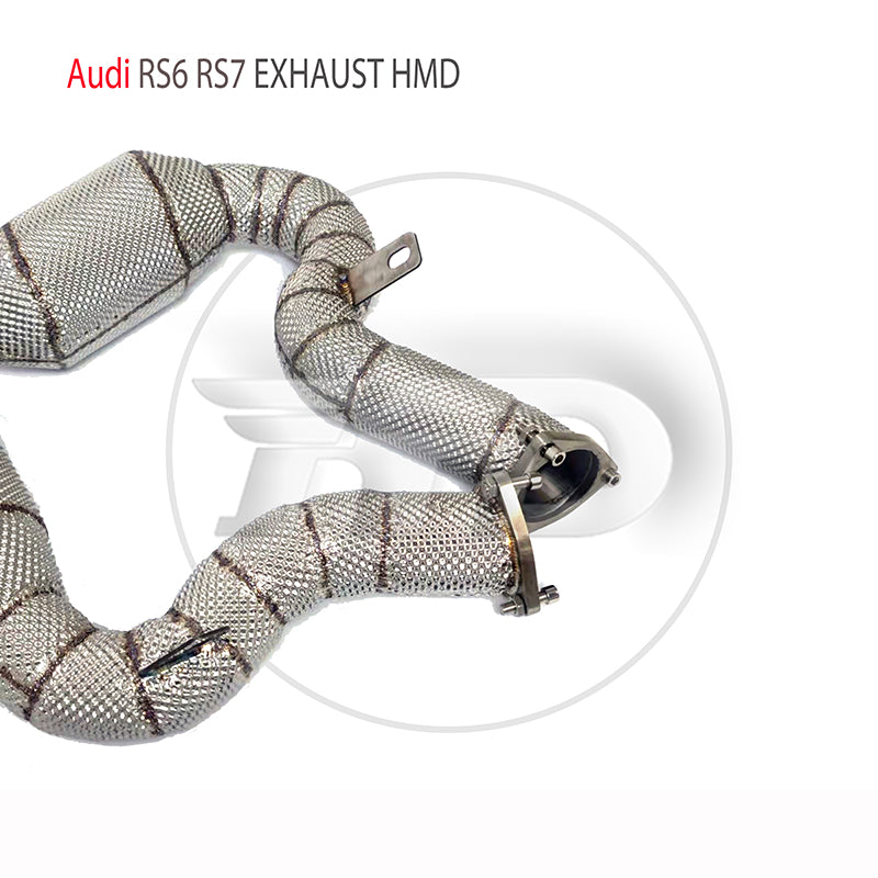 For Exhaust Manifold High Flow Downpipe for Audi RS6 RS7 C7 4.0T Car Accessories With Catalytic Header Without Cat Catless Pipe