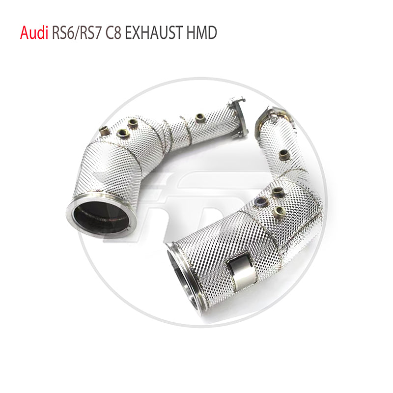 For Exhaust System High Flow Performance Downpipe for Audi RS6 RS7 C8 4.0T A8 S8 D5 2019+ With Catalytic Converter Header