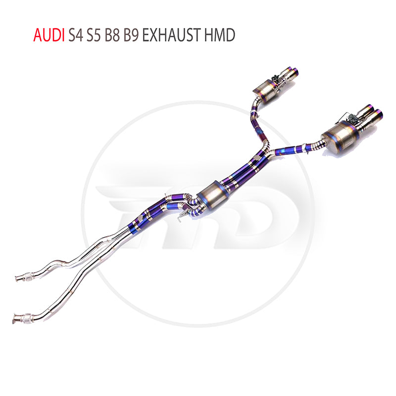 For Titanium Alloy Exhaust System Performance Catback And Front Pipe for Audi S4 S5 B8 B9 Auto Modification Electronic Valve