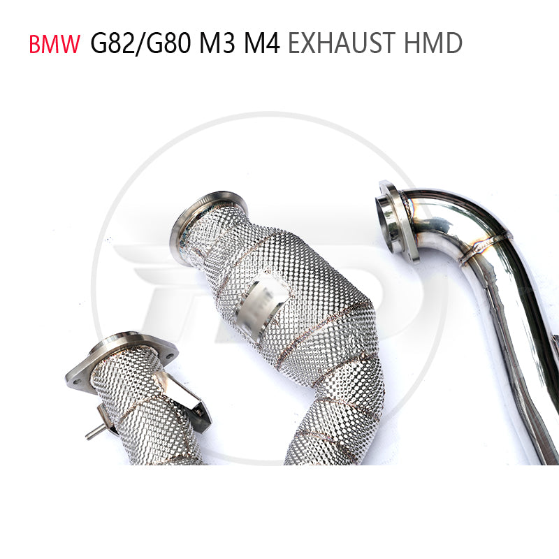 Car Accessories Exhaust Downpipe High Flow Performance for BMW M3 M4 G80 G82 With Catalytic Converter Manifold Catless