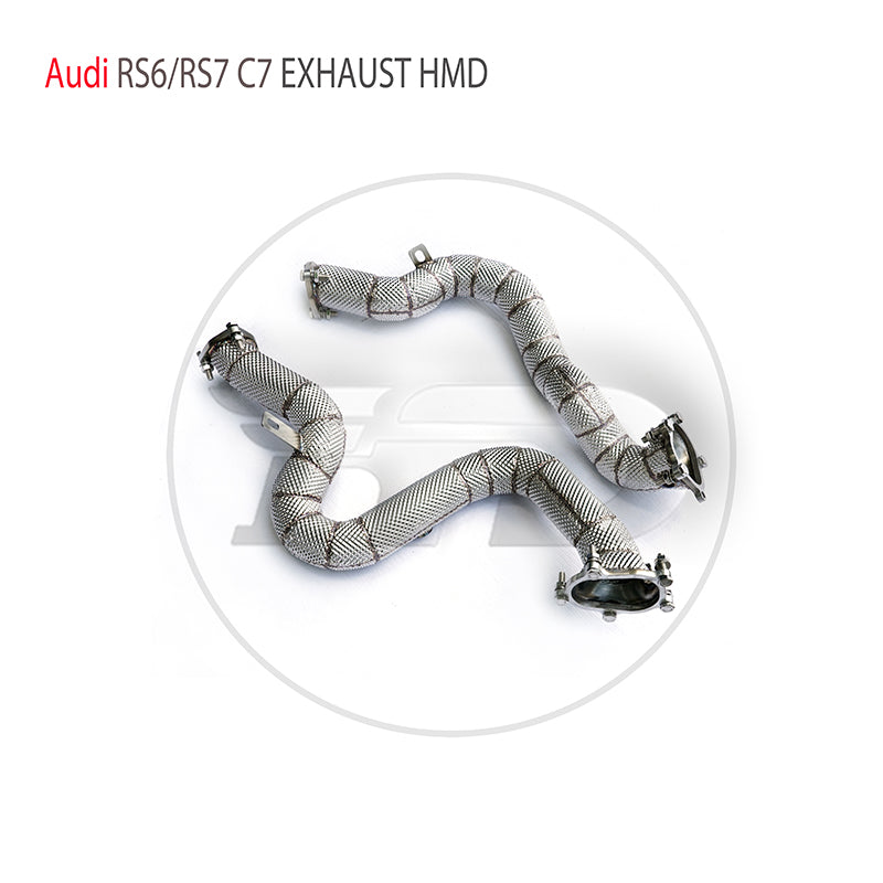 For Exhaust System High Flow Performance Downpipe for Audi RS6 RS7 C7 2013-2020 Without Catalytic Converter Header