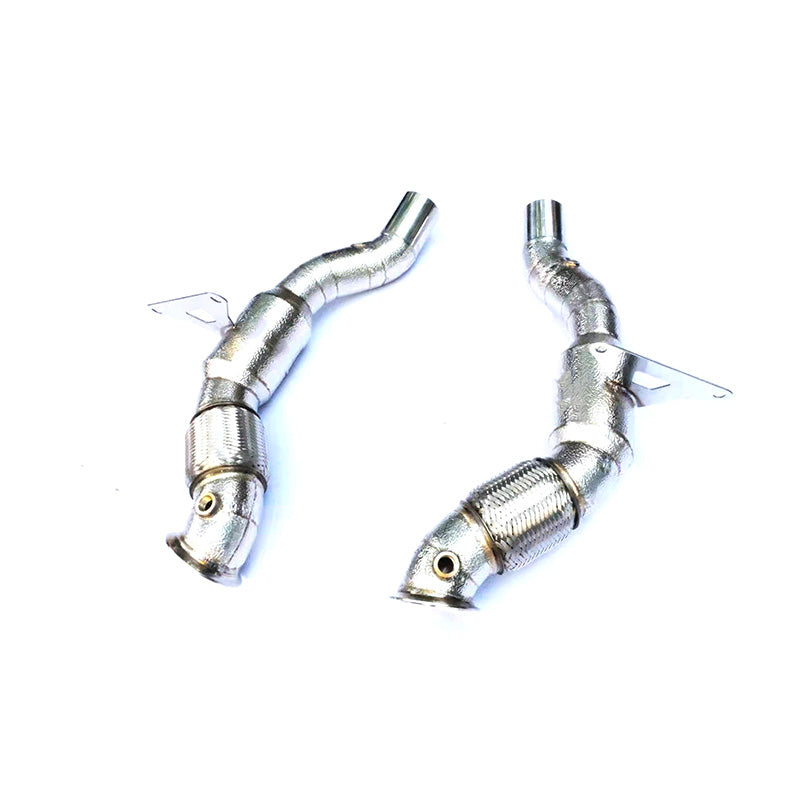Titanium Alloy Exhaust Downpipe Modified for Ferrari 488 Auto Replacement Modification Electronic Valve Blue color
