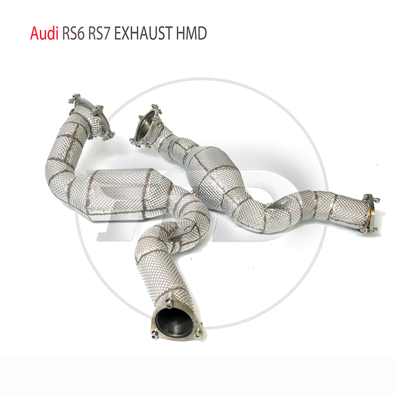 For Exhaust Manifold High Flow Downpipe for Audi RS6 RS7 C7 4.0T Car Accessories With Catalytic Header Without Cat Catless Pipe