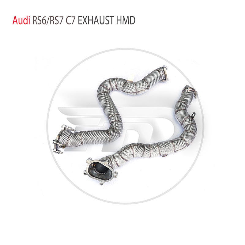 For Exhaust System High Flow Performance Downpipe for Audi RS6 RS7 C7 2013-2020 Without Catalytic Converter Header