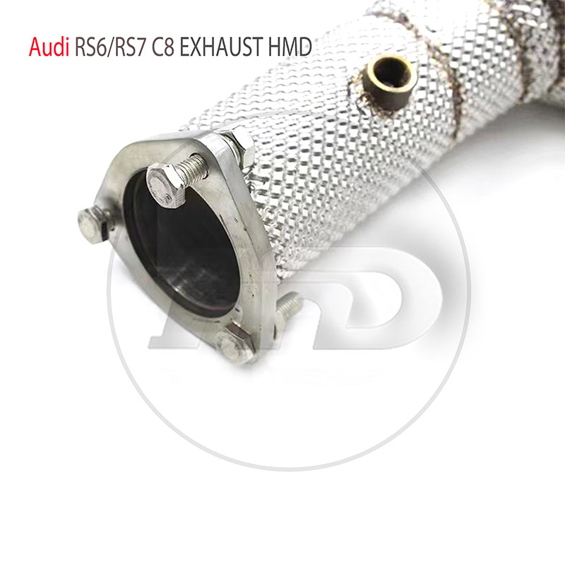 For Exhaust System High Flow Performance Downpipe for Audi RS6 RS7 C8 4.0T A8 S8 D5 2019+ With Catalytic Converter Header