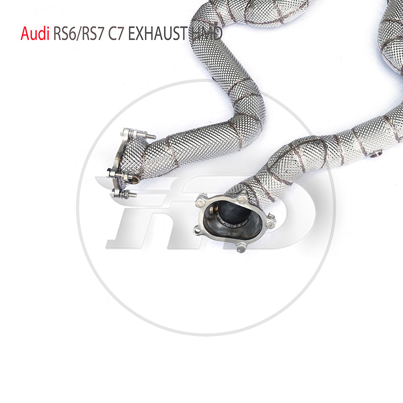 For Exhaust System High Flow Performance Downpipe for Audi RS6 RS7 C7 2013-2020 Without Catalytic Converter Header