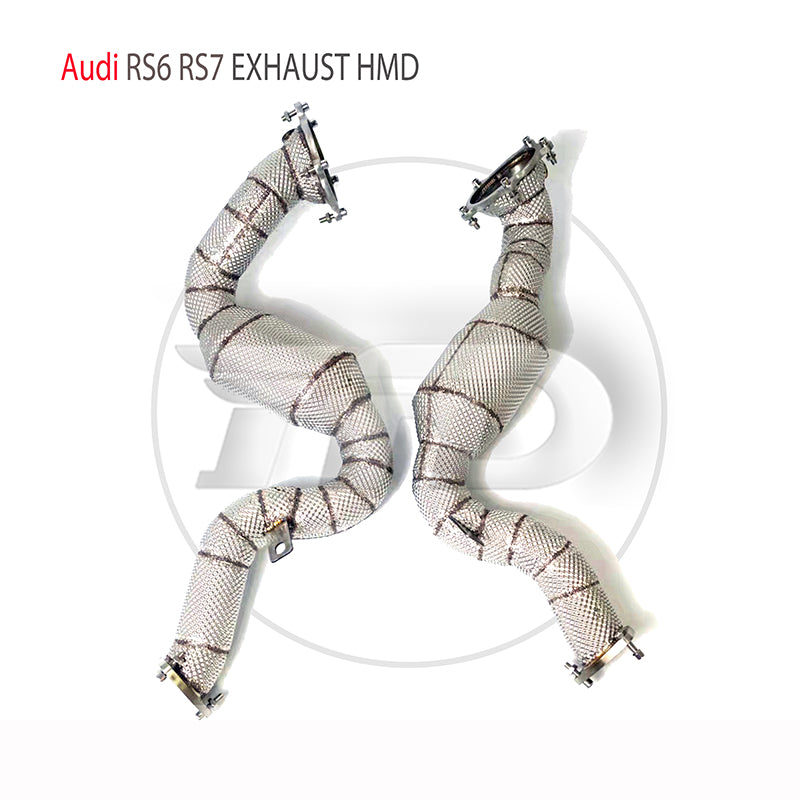 For Exhaust Manifold High Flow Downpipe for Audi RS6 RS7 C7 4.0T Car Accessories With Catalytic Header Without Cat Catless Pipe