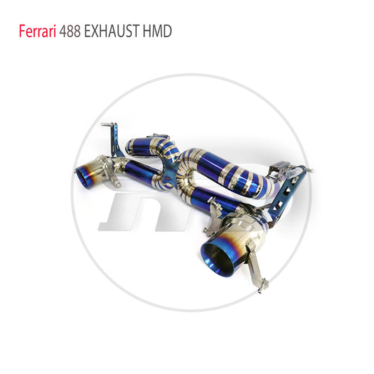 Titanium Exhaust System Performance Catback With Ti Tips For Ferrari 488 Spider Pista 3.9T Without Valve Racing X Pipe