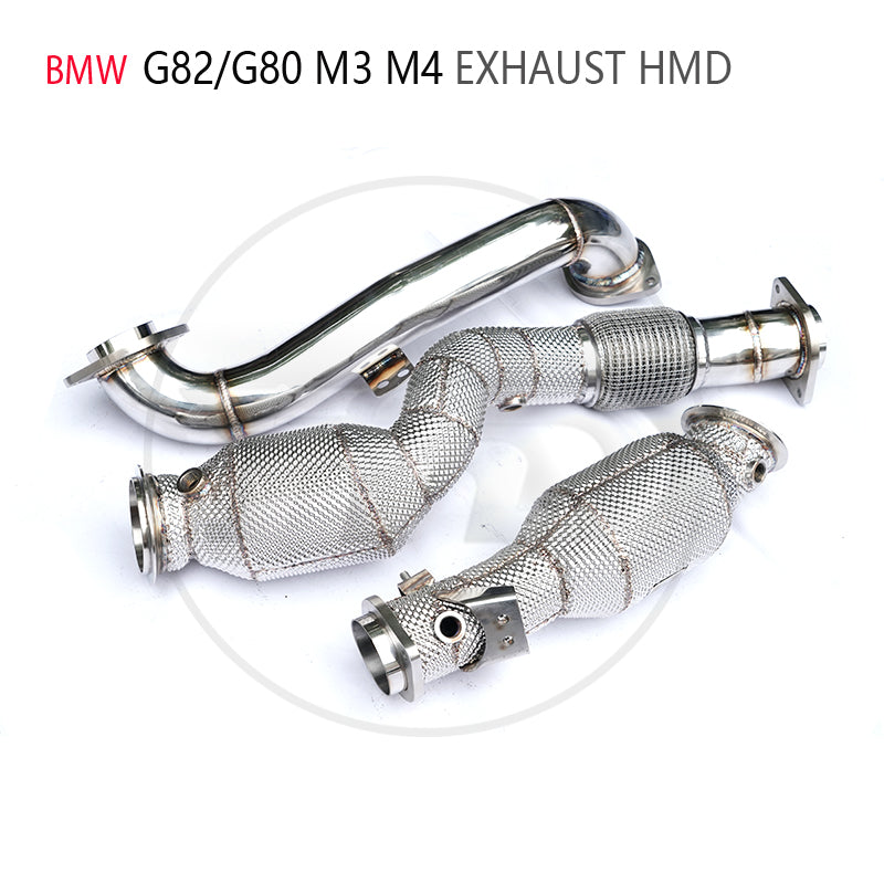 Car Accessories Exhaust Downpipe High Flow Performance for BMW M3 M4 G80 G82 With Catalytic Converter Manifold Catless