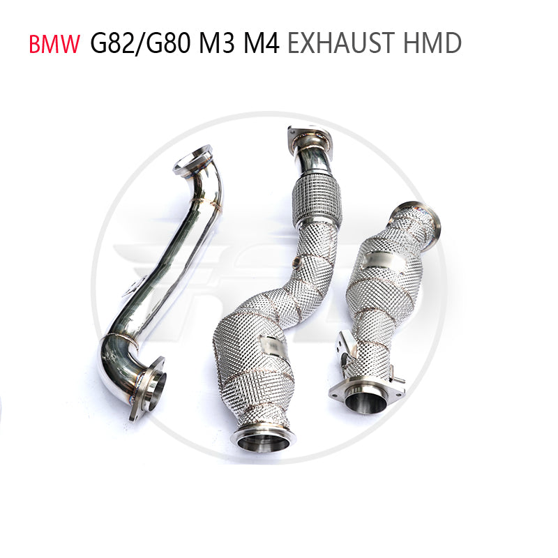 Car Accessories Exhaust Downpipe High Flow Performance for BMW M3 M4 G80 G82 With Catalytic Converter Manifold Catless