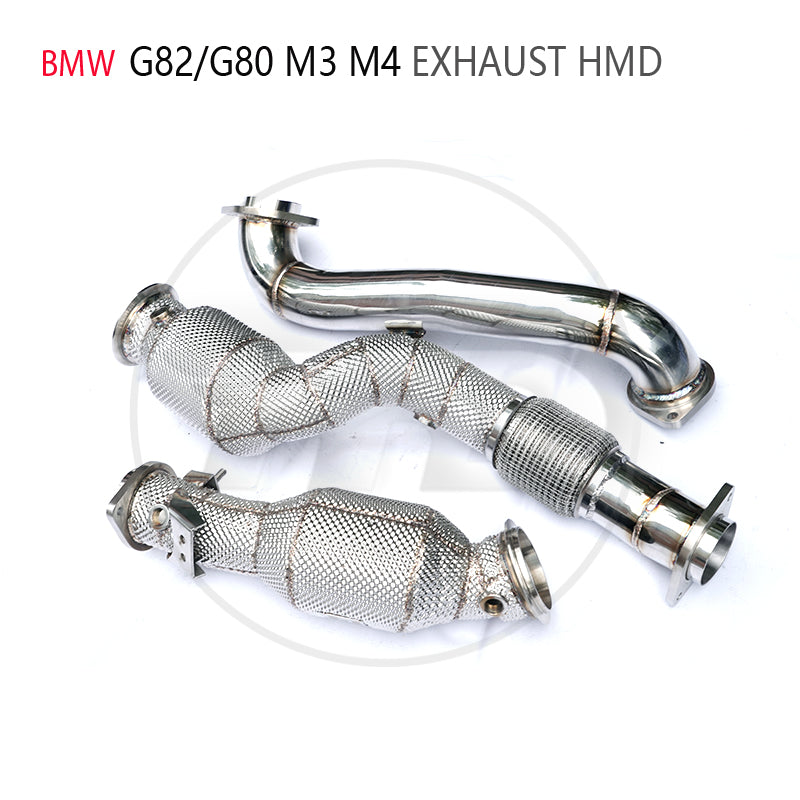 Car Accessories Exhaust Downpipe High Flow Performance for BMW M3 M4 G80 G82 With Catalytic Converter Manifold Catless