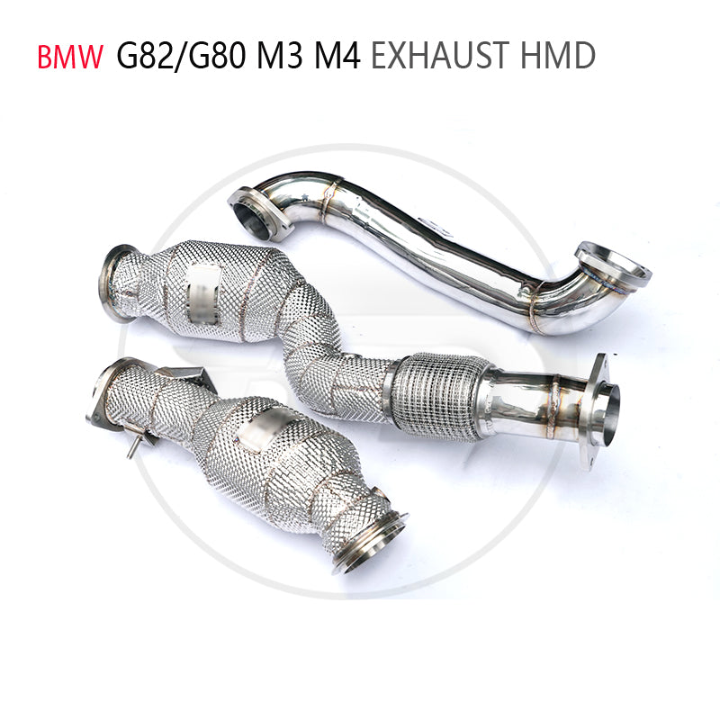 Car Accessories Exhaust Downpipe High Flow Performance for BMW M3 M4 G80 G82 With Catalytic Converter Manifold Catless